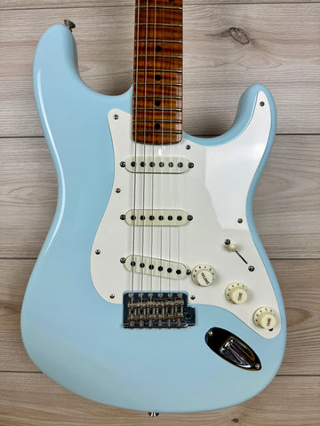 Fender Custom Shop 2023 Limited Edition Roasted '50s Strat DLX Closet Classic, 1-Piece 4A Roasted Flame Maple, Faded Aged Sonic Blue