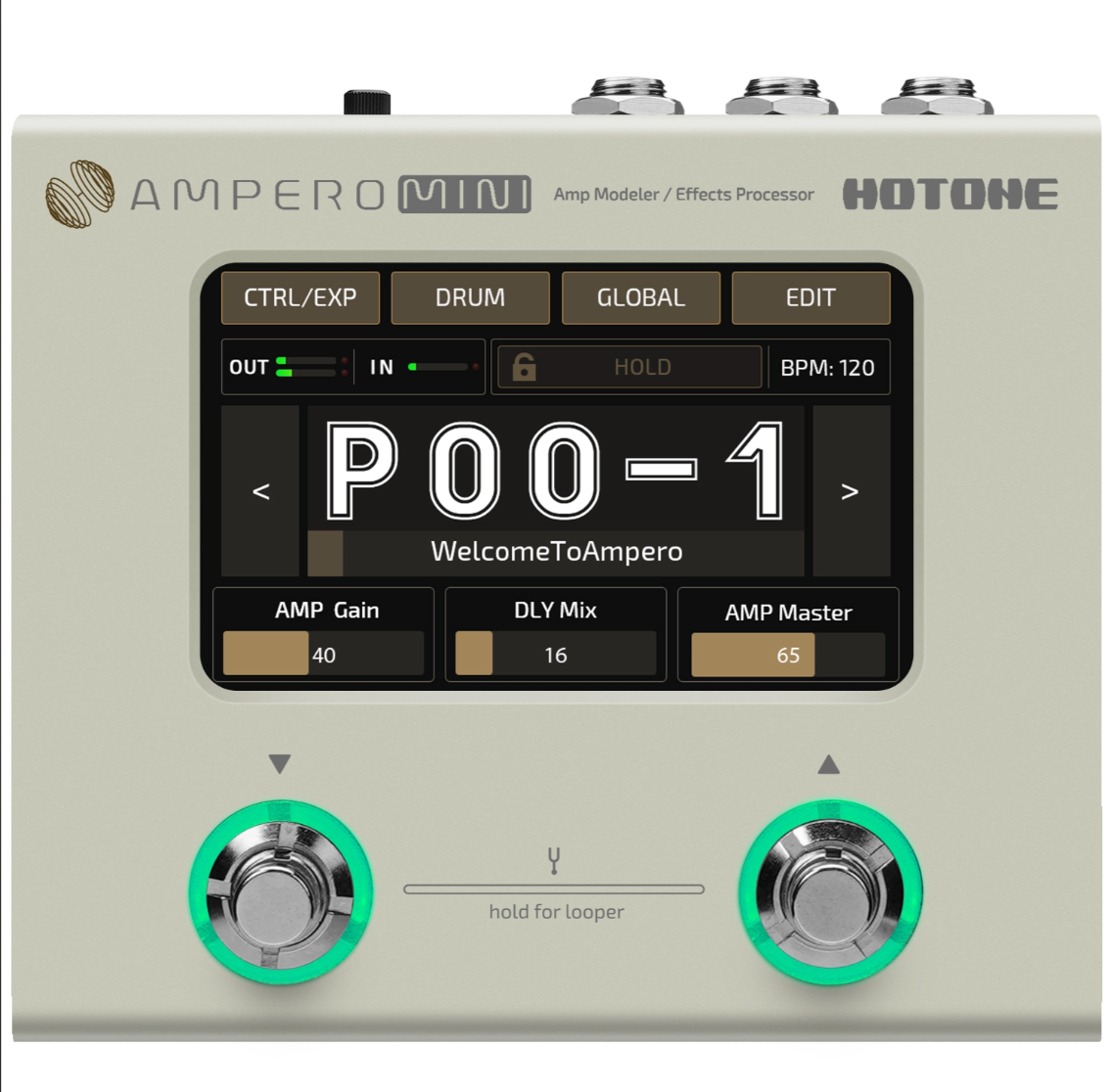 Hotone Ampero Mini Guitar Amp Modeler & Effects Processor Pedal 