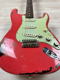 Fender Michael Landau Signature 1963 Stratocaster Round-Laminated Rosewood, Fiesta Red over 3-Color Sunburst