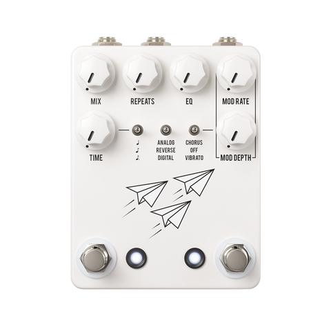 JHS Flight Delay with Chorus and Vibrato Guitar Pedal - White