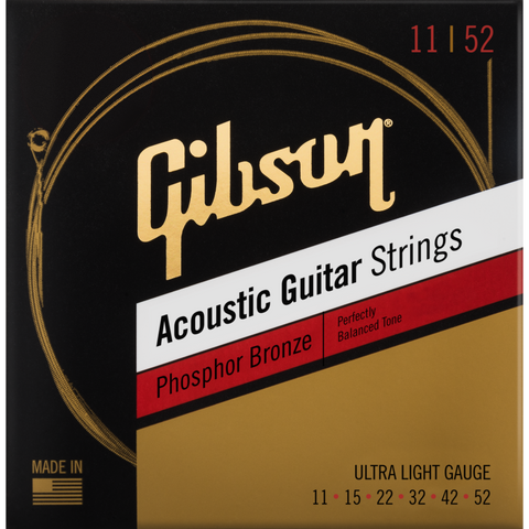 Gibson SAG-PB Phosphor Bronze Acoustic Guitar Strings, Ultra-Light 11-52