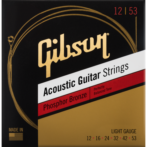 Gibson SAG-PB Phosphor Bronze Acoustic Guitar Strings, Light 12-53