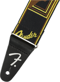 Fender Weighless Monogram Guitar Strap - Black / Yellow/ Brown