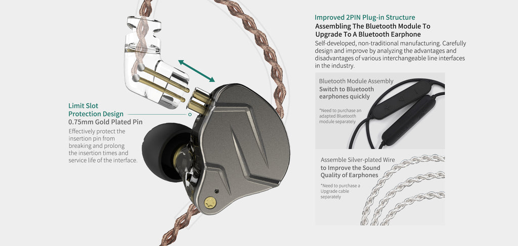 KZ ZSN PRO X Metal Earphones Noise Cancelling HIFI Bass Earbuds Wired  Headphones