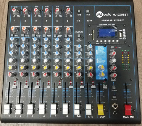 MJ Audio 10 Channel Compact Mixer w/ Effects and Built-in USB/SD card/Bluetooth Playing/Recording function - CBN Music Warehouse