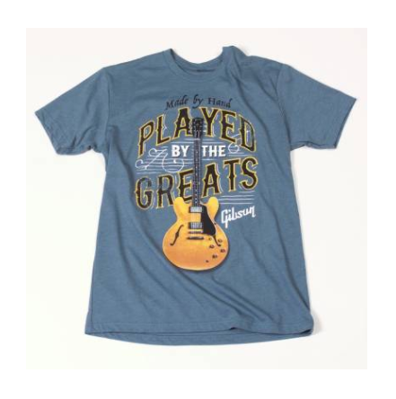 Gibson Played by the greats t-shirt (indigo) small - CBN Music Warehouse