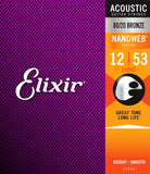 Elixir 80/20 Bronze 11052 Acoustic Guitar Strings, NANOWEB, Light, 12-53 - CBN Music Warehouse