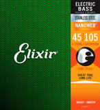 Elixir 14677 Stainless Steel Bass Strings, NANOWEB Coating, 4-String Light/Medium, Long Scale (45-105)