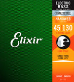 Elixir 14777 NANOWEB 5-String Medium with Light B Long Scale Electric Bass Strings (45-130)