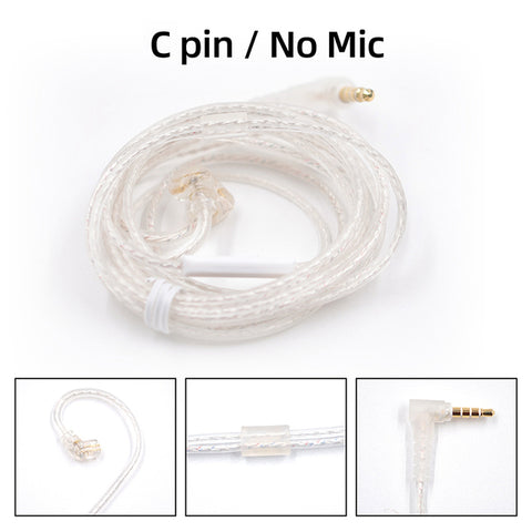 KZ Silver plated upgrade cable 2PIN 0.75mm Type "C" for compatible models KZ In Ear Earphones