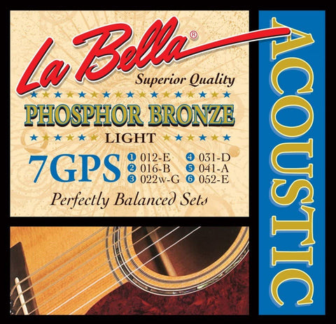 La Bella 7GPS 12-52, Acoustic Guitar Strings - Light - CBN Music Warehouse