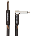Roland Black Series 5ft 1/4" Plug to 1/4" Right-Angle Plug Instrument Cable - CBN Music Warehouse