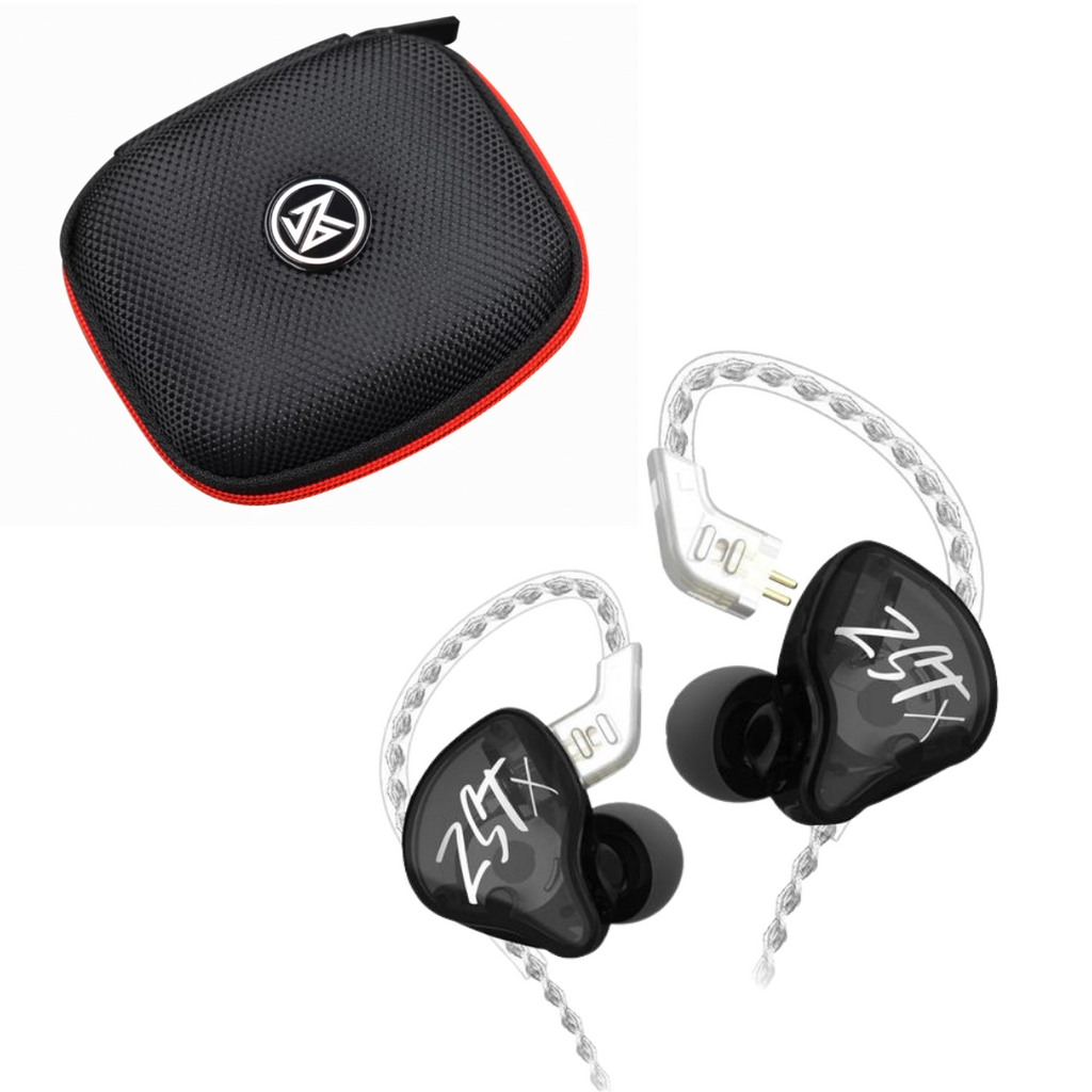 KZ ZST X Black BUNDLE in Ear Headphones Black Without Mic