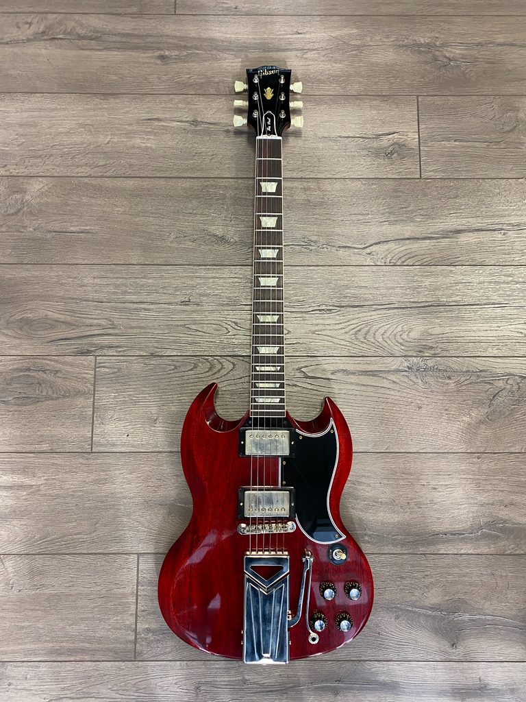 Gibson Custom Shop 60th Anniversary 1961 Les Paul Sg Standard Sideways  Vibrola Vos In Cherry Red Guitare Electrique - Hurricanem