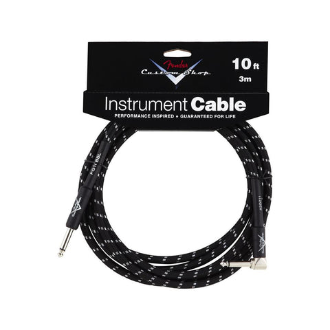 Fender Custom Shop Performance Series 10ft 3M Instrument Cable, Angled, Black Tweed - CBN Music Warehouse