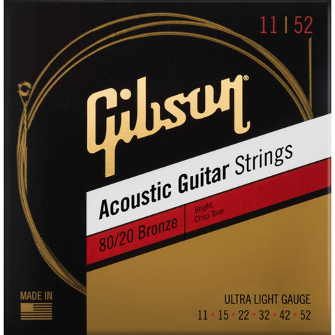 Gibson SAG-BRW11 80/20 Bronze Acoustic Guitar Strings - Ultra Light (11-52)
