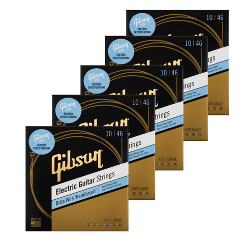 Gibson SEG-BWR10 Brite Wire Electric Guitar Strings - .010-.046 Set with 5 strings