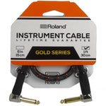 Roland 1ft Instrument Cable, Angled/Angled 1/4" jack, Gold series (RIC-G1AA) - CBN Music Warehouse